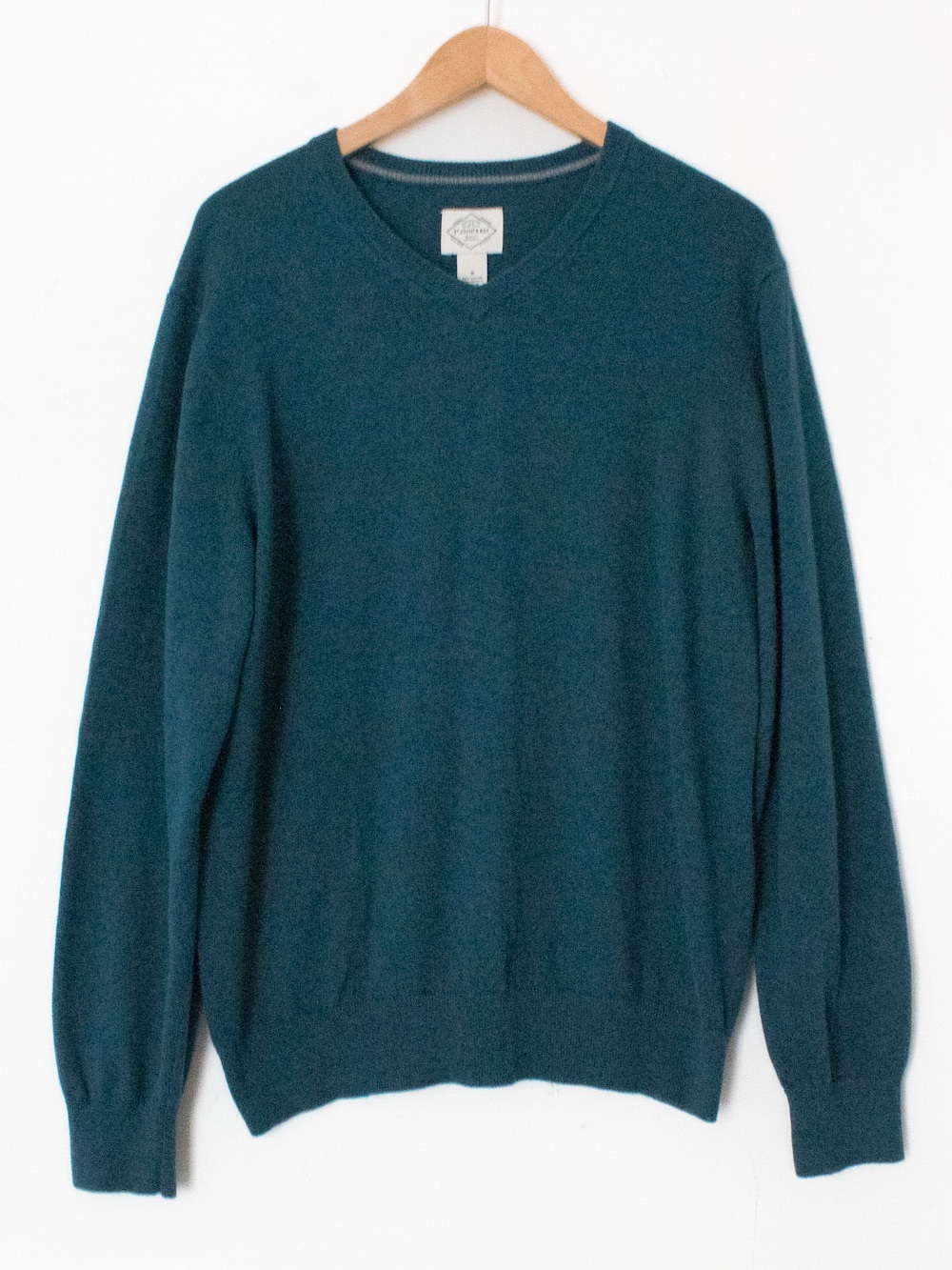 St. John’s Bay | Classic V-Neck Mens Cotton Blend V-Neck Teal Sweater | Size M
